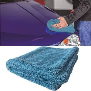 lot 50445 image: Microfiber Drying Towel for Car - 35 23 600 GSM Absorbent Wash Towel Microfiber Cleaning Cloths - Edgeless Twisted Loop Design - Cleaning Wipe Rag for Cars, Trucks, SUVs and Home (Blue)