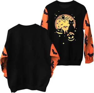 lot 50446 image: FRYAID Halloween Sweatshirt Women Cute In My Spooky Season Era Ghost Graphic Shirt Halloween Sweater Long Sleeve Pullover Top, Size Large, Color Grey