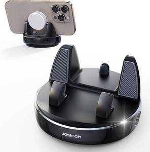 lot 50450 image: JOYROOM Car Phone Holder, Adjustable Spring Design Dashboard Cell Phone Holder Car with 360  Rotation, Slip Free Desk Phone Stand Compatible with iPhone, Samsung, GPS Devices and More, Black