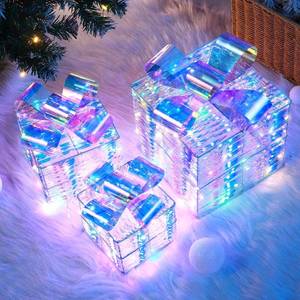 lot 50451 image: Hatisan 3 Pcs 150 LED Lighted Gift Boxes Christmas Decorations, Light Up Present Boxes, PVC Boxes Ornament for Home Decorations Indoor Outdoor Yard Xmas Tree Party Lawn Porch (Colorful)