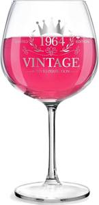 lot 50461 image: 2024 Unique Vintage 1964 Crystal Wine Glass Gifts for Her, Perfect for 60th Birthday Celebrations for Grandma, Mom, Sister, Wife, Friends, Personalized Funny Present Ideas (1964 60th(1pcs)) STOCK PHOTO APPROXIMATE