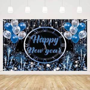lot 50465 image: MEHOFOND Happy New Year Backdrop Hello 2025 NYE Cheers Party Decorations Black And Gold and Black Photography Background Kiss Me At Midnight New YearS Eve Festival Party Supplies Photobooth Banner 7x5ft STOCK PHOTO APPROXIMATE
