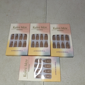 lot 50469 image: 4 packs Press on Nails Fake Nails Cat Eyes Nails Glue on Nails Gel Nail Kit 24PCS Jupiter Dust Almond Press on Nails, Chic & Reusable False Nail Kit in 12 Sizes with Nail File and Adhesive Tab