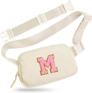 lot 50478 image: Titosha Gifts for MomMothers Day Gifts for Mom Plus Size Fanny Pack with Initial Letter Patch for Women Stylish Beige Belt Bag as a Mothers Day Gift for Your Mom (L)