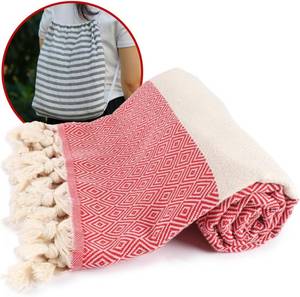 lot 50489 image: Turkish Beach Towel  Backpack - Handmade Turkish Beach Towels Oversized - 39 x 72 for Bath, Beach, Pool, Picnic Mat, Yoga - Navy