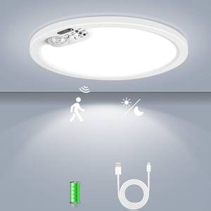 lot 50492 image: LEZOE 7 Inch Rechargeable Motion Sensor LED Ceiling Light Wireless, Battery Operated Motion Activated Flush Mount Ceiling Lamp, 7000mAh 3000K4000K6500K for Closet Porch Pantry Stair Hallway