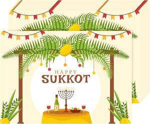 lot 50504 image: Kosiz 100 Pcs Happy Sukkot Placemats 14 x 10 Inch Sukkah Etrog sukkot Holiday Disposable Seasonal Table Mat for Holiday Party Kitchen Dining Decoration