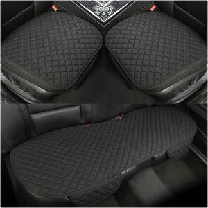 lot 50506 image: 3PCS Set Car Seat Cushion for Front and Back Seat, 3D Soft Linen Breathable Auto Seat Cover, Comfort Non-Slip Rubber Bottom, Car Seat Protector Pad Universal for Office Chair, Home (Black3PCS)