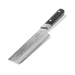 lot 50372 image: FULLHI Japanese Damask Steel Knife with Case, Forged Hammered Blade Wooden Handle Gyutou Filetier Kitchen Knife with Box for Cooking, Camping BBQ (Nakiri Knife 17.5cm)