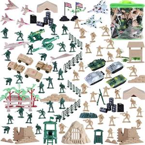 lot 9614 image: 300 PCS Army Men Military Base Toy Set, Military Soldier Action Figures with Army Accessories, Gifts for Kid Boy Toddler