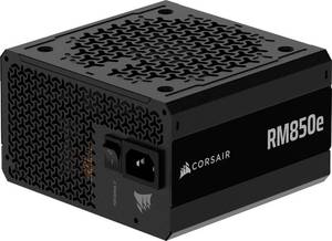 lot 12019 image: CORSAIR RM850e ATX 3.1 PCIe 5.1 Ready Fully Modular 850W Power Supply   12V-2x6 Cable Included, Cybenetics Gold Efficiency, 105 C-Rated Capacitors, Modern Standby Mode   Black - Retail $144.99