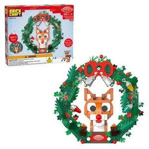 lot 12075 image: Brickcraft Rudolph the Red-Nosed Reindeer Light-Up Holiday Wreath Building Kit, 526-Piece Christmas Decoration Collectible