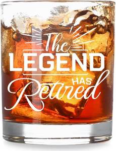 lot 12096 image: Fatbaby Funny Retirement Gifts For Coworker Men,The Legend Has Retired Whiskey Glasses,Humorous Retirement Gifts For Grandpa Dad Boss Old Fashioned Wine Glass 10 OZ