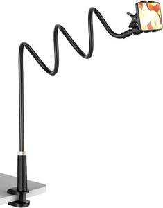 lot 12110 image: Gooseneck Bed Phone Holder,Lazy Bracket 35.4INCH,Universal Mobile Phone Clip Stand,Flexible Long Arm Phone Mount for Desk,Mobile Cell Phone Stand for 4.0-7.2 Device - Black
