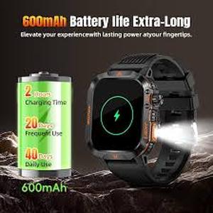 lot 12814 image: QTLLBT Military Smart Watch for Men (Stainless steel), 2.01 HD Bluetooth Call Rugged Watch with Compass Barometer LED Flashlight, 100 Sports Modes IP68 Waterproof Business Tactical Watch Android iOS