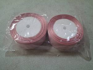 lot 55000 image: ATRBB 1 Inch Baby Maize Satin Ribbon, 50 Yards Solid Fabric Ribbon for Gift Wrapping, Bouquets, Wedding and Home Decor, 25 Yardsroll x 2 Rolls - PINK