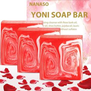 lot 55010 image: NANASO UHBYJM 3 PCS Yoni Soap Bars Feminine Wash,Yoni Wash Eliminates Odor,Yoni Bar Soap for Women ph Balance,Natural Organic Intimate Soap for Vaginal Wash,Yoni Care Soap with Foaming Net(Rose)