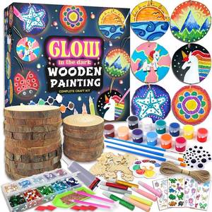 lot 55017 image: klmars Kids Wooden Painting Kit-Glow in The Dark-Arts & Crafts Gifts for Boys Girls Ages 5-12-Craft Activities Kits - Creative Art Toys for 5, 6, 7, 8, 9, 10, 11 & 12 Year Old Kids