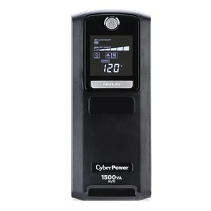 CyberPower LX1500GAVR Battery Backup UPS, 1500VA/900W, 120V, 10 Outlets, LCD, AVR, 6 ft Cord, Black - Retail: $189
