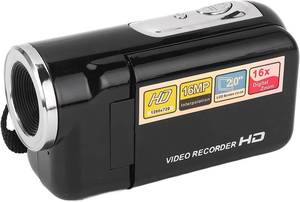 lot 55057 image: Digital Video Camera, 1080P 16MP Camcorder 2 Inch Screen, 16X Zoom and External Microphone, Loop Recording, Timestamp, Pause, for PC, Tripod Mount (Black)