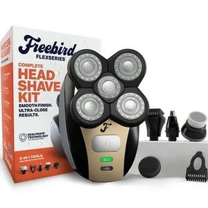 lot 57017 image: Freebird FlexSeries Waterproof Wet Dry Electric Head & Body Shave Kit with 5-in-1 Attachments