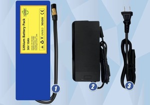 lot 57022 image: 36V 10Ah Lithium Battery for Electric Scooter, XT60 Connector, 42V2A Charger