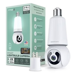 lot 57032 image: 2K Light Bulb Security Camera, 360  Pan Tilt, 4MP HD Video, Night Vision, Motion Alerts, WiFi Smart Camera with LED Light