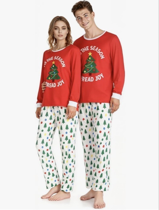 lot 3470 image: Couples Christmas Pajamas for Men Women Xmas Pjs Sleepwear Soft,Sleepwear Festival PJ Set, SIZE S (only one pair)