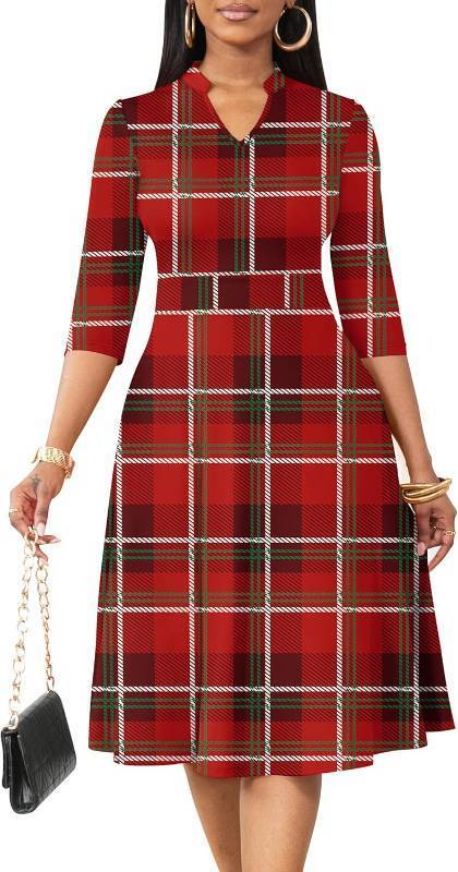 lot 3518 image: Nmoder Casual Dresses for Women Semi Formal Fit and Flare 34 Sleeve A-line Church Work Dress with Pockets Size Medium