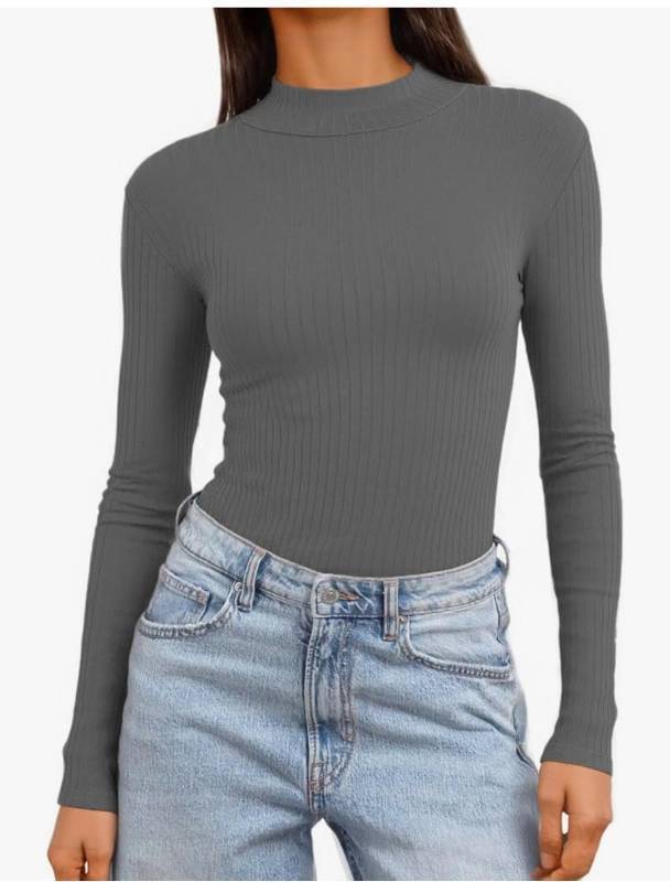 lot 1690 image: Jar of Love Womens Long Sleeve Shirts for Women Mock Turtle Neck Ribbed Slim Fit Fall Winter Thermal Underwear Tops SIZE M