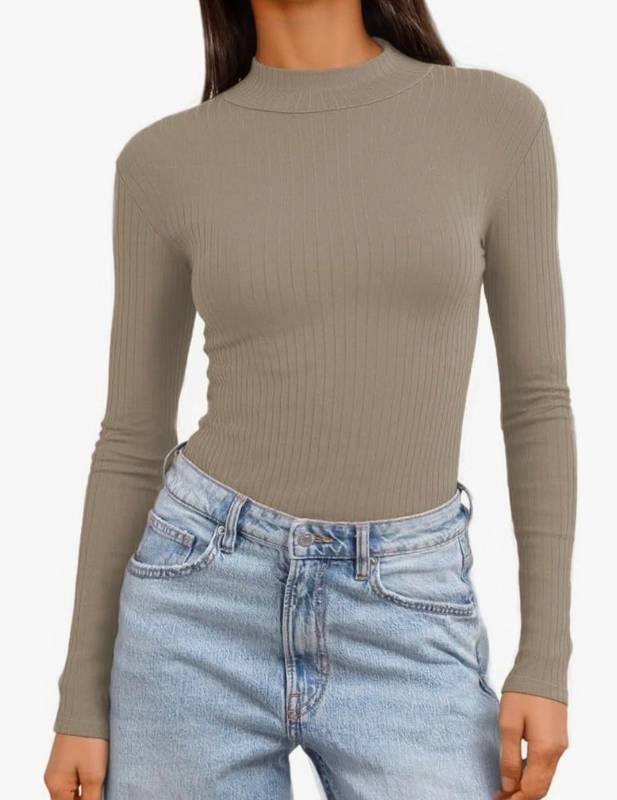 lot 1697 image: Jar of Love Womens Long Sleeve Shirts for Women Mock Turtle Neck Ribbed Slim Fit Fall Winter Thermal Underwear Tops SIZE L