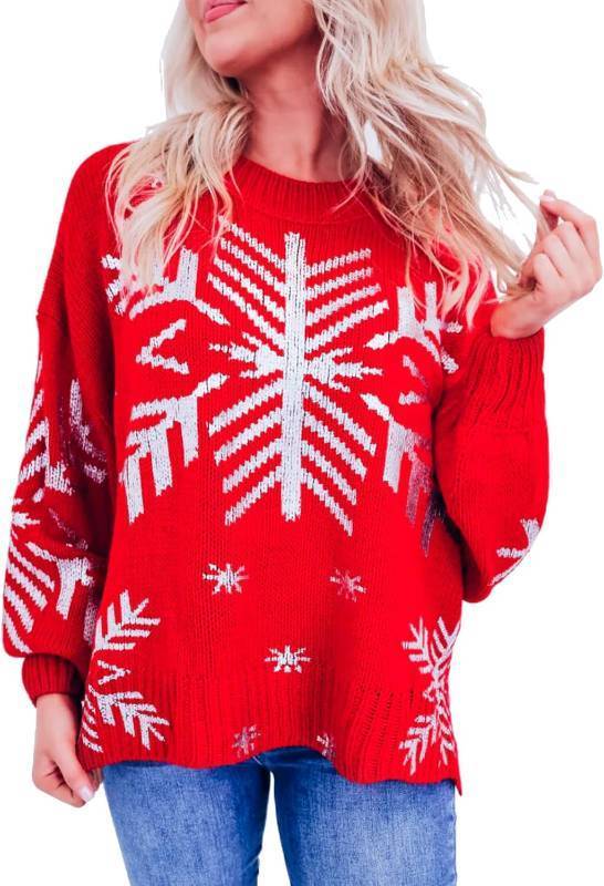 lot 1745 image: EXLURA Patterns Reindeer Ugly Christmas Crew Neck Long Sleeve Sweater Jumper Pullover Knitted Printed Tops Small