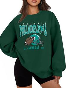 lot 143 image: MAXIMGR Football Sweatshirt Women Game Day Sweatshirts Football Team Fans Pullover Shirt Sunday Funday Long Sleeve Tops SIZE L