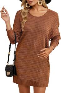 lot 161 image: Dokotoo Womens Sweater Dresses 2025 Trendy Casual Crew Neck Long Sleeve Textured Pullover Knit Dress SIZE M