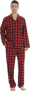 lot 169 image: Mens Flannel Pajamas Set Cotton Plaid Pjs Button Down Warm Soft Lounge Sleepwear Top & Pj Pants with Pockets SIZE XXL