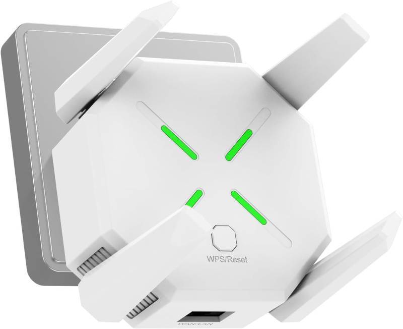 lot 1026 image: 2025 WiFi Extender Signal Booster for Home, AC1200 Mbps Dual Band (5GHz2.4GHz), Coverage up to 12880 sp.ft and 45 Devices, Easy to Set Repeater Wireless with Ethernet Port (White)
