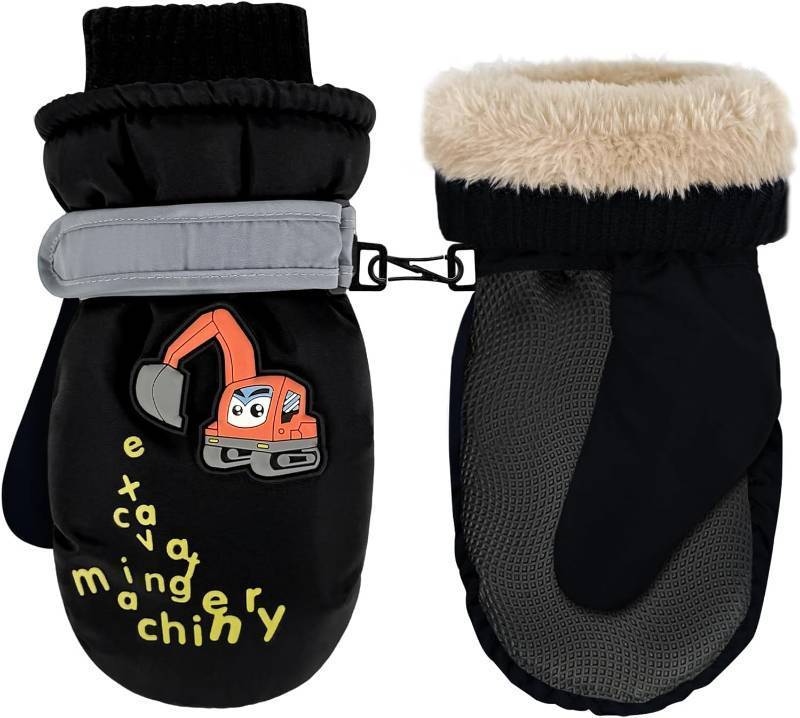 lot 1154 image: Kids Waterproof Winter Mittens   Warm Toddler Ski Snow Gloves with Fleece Lining & Anti-Loss Buckle