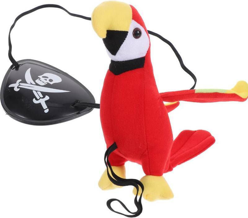 lot 1178 image: DOITOOL Pirate Parrot on Shoulder Prop Halloween Pirate Eye Patches Black Captain Skull Eye Patch for Costume Accessories for Halloween Party