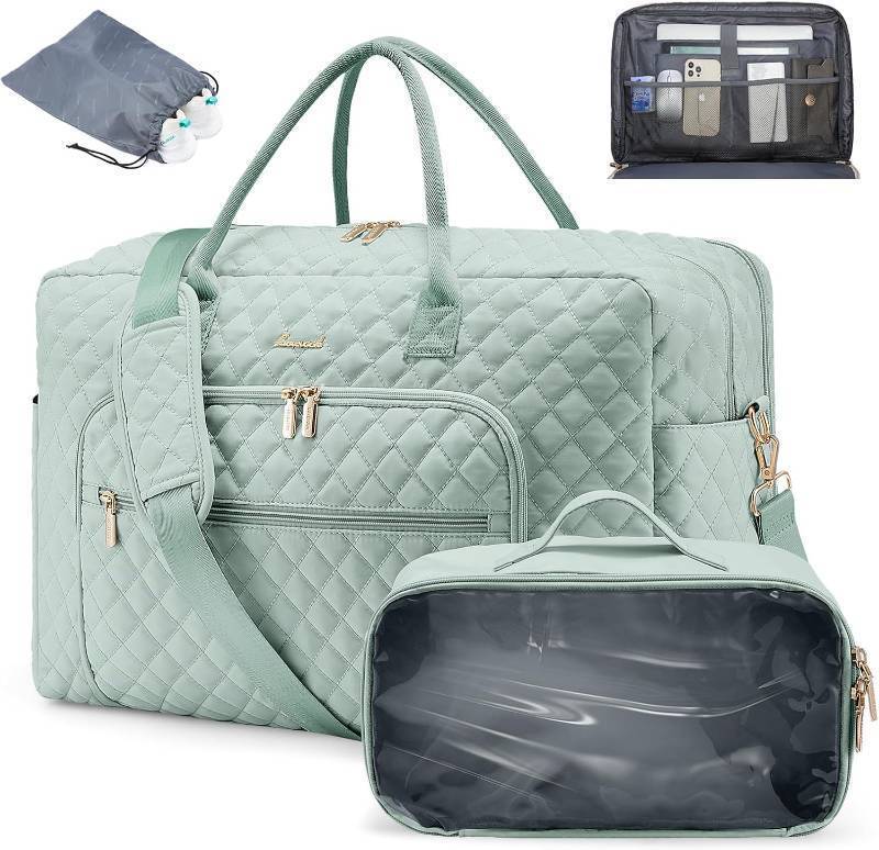 lot 3371 image: LOVEVOOK Travel Duffle Bag - Womens Weekender Carry On Overnight Laptop & Gym Bag With ToiletryShoe Pocket, Hospital Labor Bag