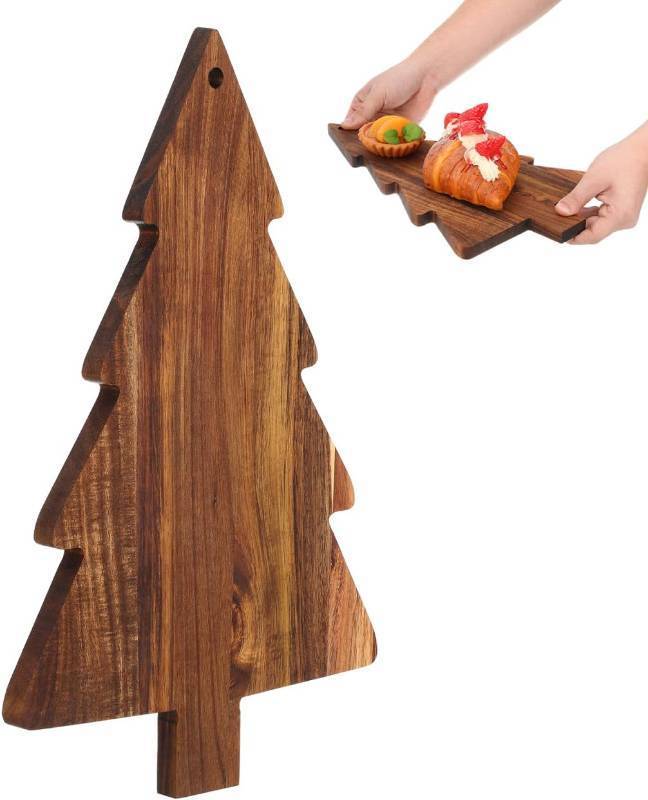 lot 1265 image: DOITOOL Christmas Charcuterie Boards, Wooden Christmas Tree Cutting Board Chopping Platter Serving Tray for Cheese Bread Vegetables Fruit Salad Sushi Holiday Kitchen Decor