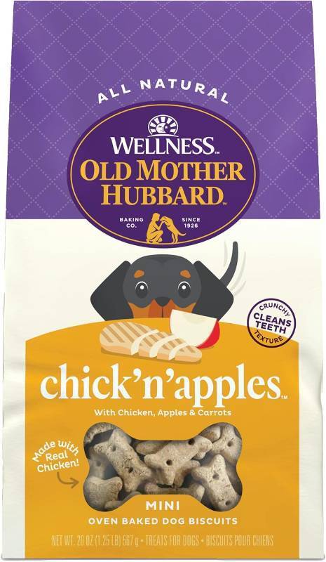 lot 1269 image: Old Mother Hubbard Wellness ChickNApples Dog Biscuits, Natural, Training Treats, Chicken & Apples Flavor, Mini Size, (20 Ounce Bag)