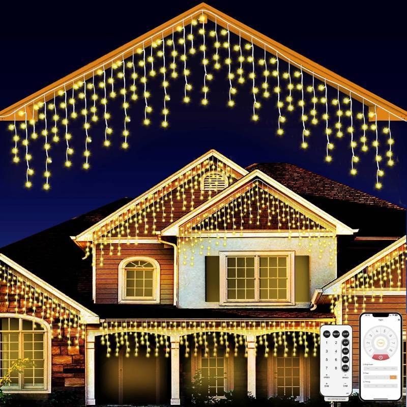 lot 13197 image: Christmas String Lights Outdoor - 131Ft40M 1680 LED 8 Modes with Remote Control and App Waterproof Christmas Lights for Patio Yard Garden Wedding Party-Warm White