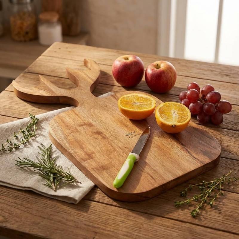 lot 13263 image: Reindeer Shape Mango Wooden Chopping Board (44 x 25 x 2 cm)