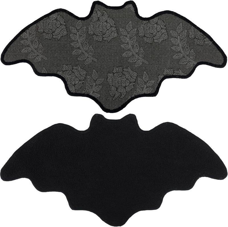 lot 13118 image: Bat Bath Mat Bathroom Rug for Spooky Decor,Gothic Witchy Mat for Bathroom,Horror Halloween Black Bats Mat for Kitchen