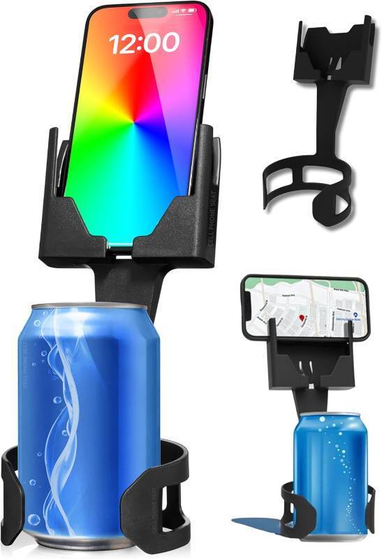 lot 13269 image: Phone Holders for Your Car, Cup Holder Phone Mount, Universal Adjustable Expander Cradle Hands-Free Driving - Compatible with All Smartphones Car Mount for iPhone Samsung Google Android Mobile Black