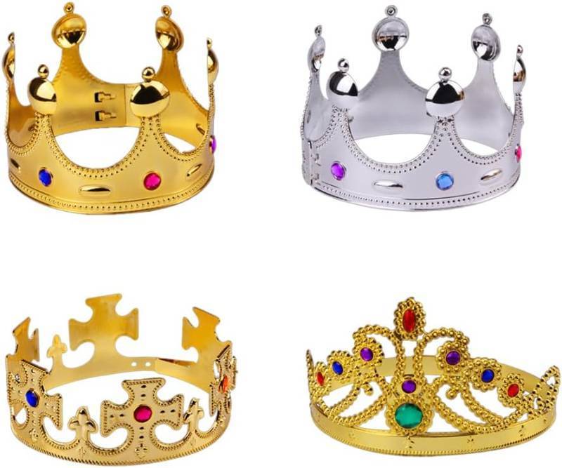 lot 13293 image: Amosfun Silver Party Crown Prop Lightweight Plastic Birthday King Crown for Kids Halloween Costume Accessory 9.84X3.54In