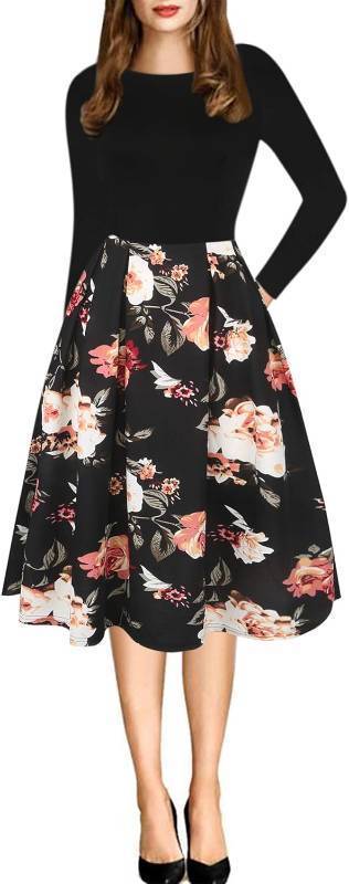 lot 2346 image: DERAX Womens Vintage Patchwork Pockets Puffy Swing Casual Party Dress 2 PIECE SIZE XL