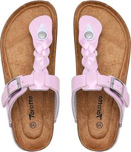 lot 132 image: Torotto Boys Girls Cork Footbed Sandals Kids Flip Flops with Adjustable Braided Straps (ToddlerLittle KidBig Kid) SIZE 36, COLOR GOLD