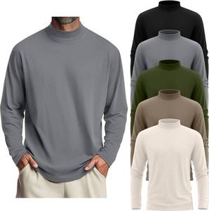 lot 140 image: 5 Pack Mens Big and Tall Mock Turtleneck Long Sleeve Shirts Plus Size Basic Casual Thermal Pullover Tops SIZE XXL