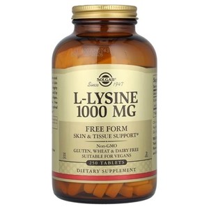 lot 188 image: Solgar L-Lysine, Free Form, 1,000 mg, 250 Tablets